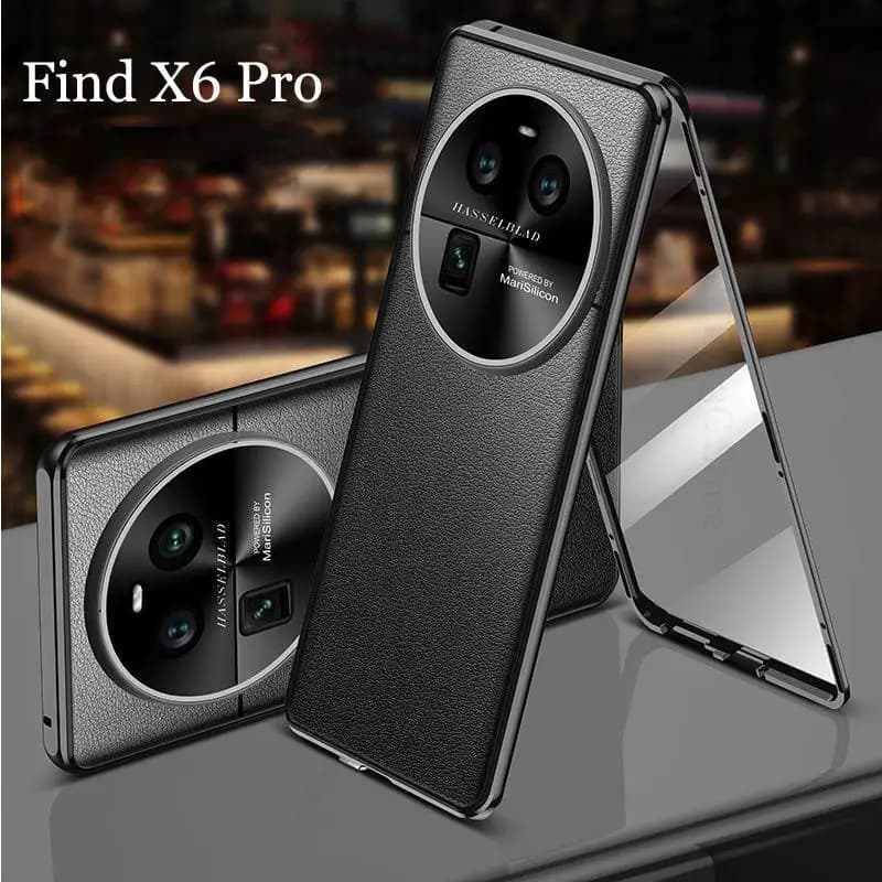 Funda For OPPO Find X6 Pro Leather Tempered Glass Phone Case For Find X5 X3 X6 Pro Double Sided Magnetic Absorption Flip Cover