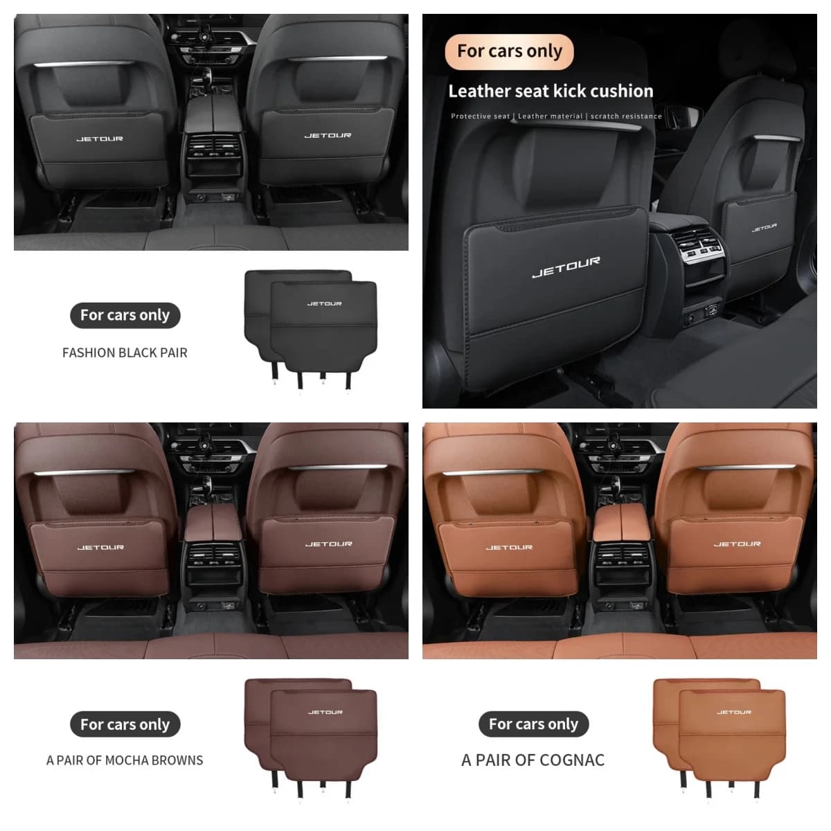 Leather Car Seat Back Anti‑Kick Mat Storage Bag For Chery Tiggo7 Tiggo8 Pro Omoda C5 Jaecoo J7 J8 Jetour X70 X90 Interior Access
