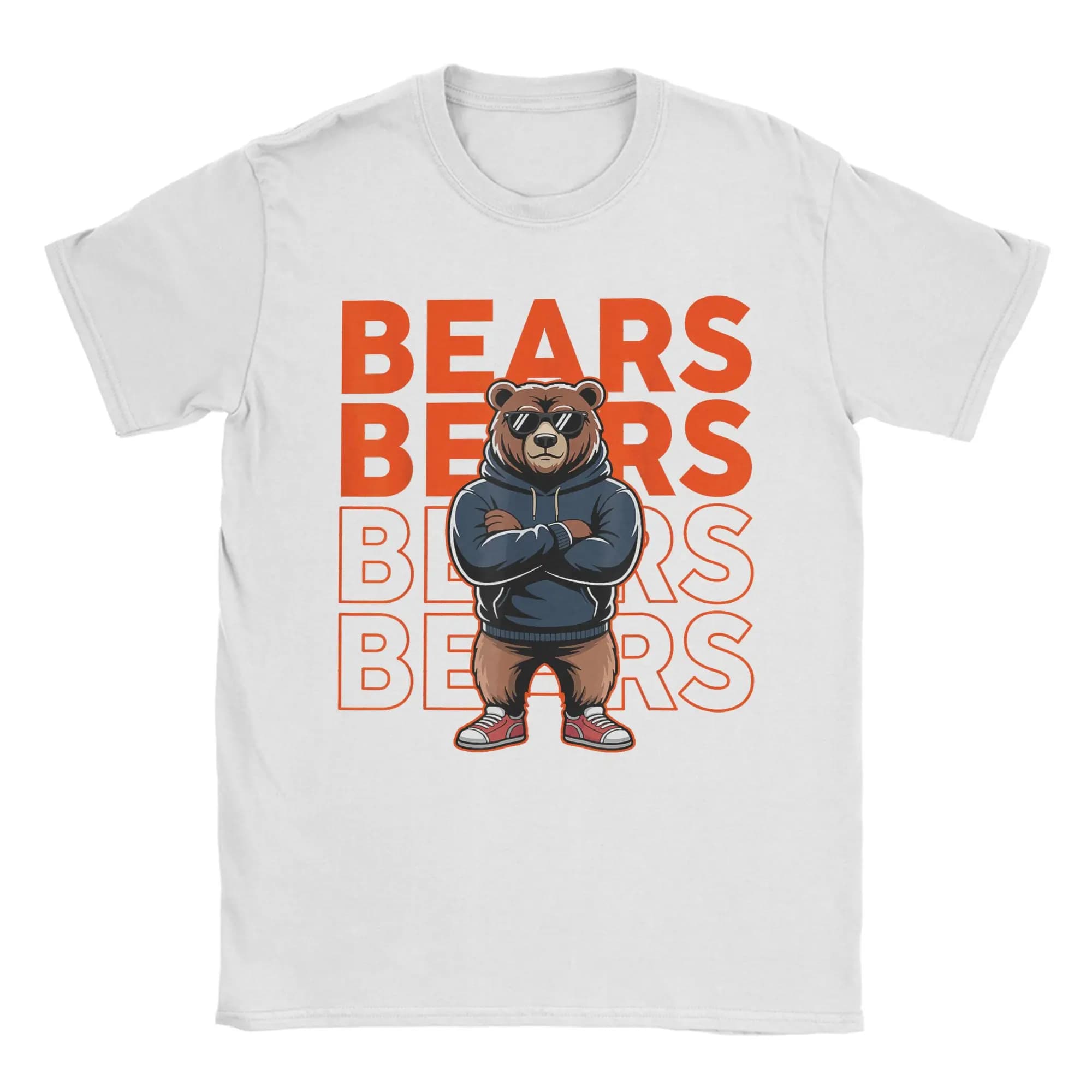 Retro Bears Animal Print Men T Shirts  Casual Tee Shirt Short Sleeve Crewneck T-Shirts Cotton Plus Size Clothing
