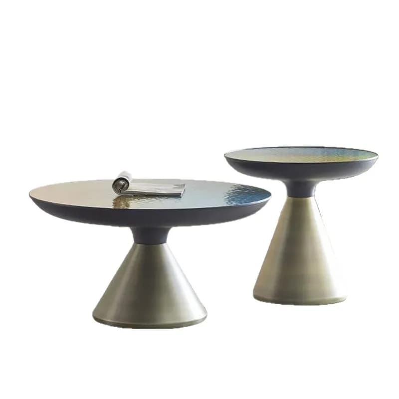 Light luxury stainless steel glass coffee table, living room sofa side table, designer model home, creative tea table