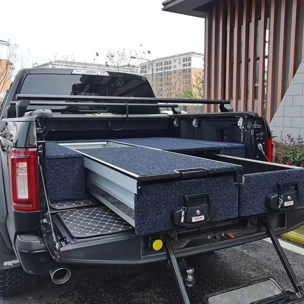 Custom Pickup Truck Slide Out Storage Suv Box Black 4Wd Car Rear Waterproof Ute Drawers Ford F150 Rear Drawer System