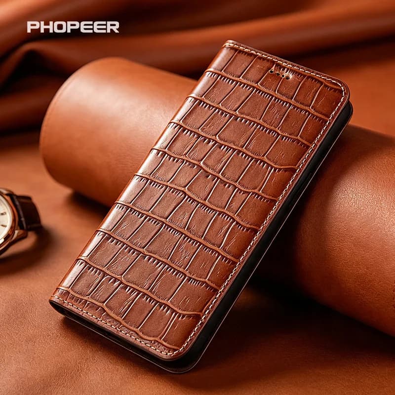 Luxury Genuine Leather flip phone Case for Xiaomi BlackShark 5 Pro 5R 4 3 2 1 Bamboo Joint Texture Phone Case