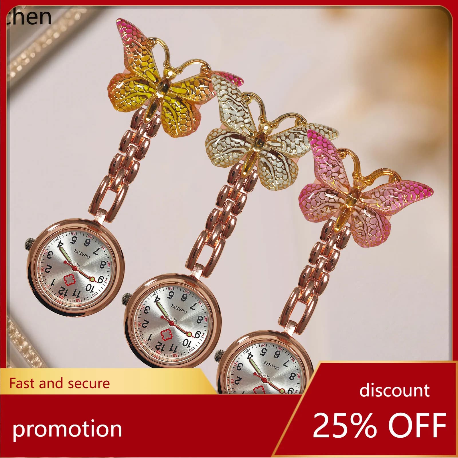 Zml nurse watch exam pocket watch butterfly quartz watch