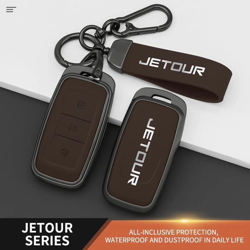 Zinc Alloy Leather Car Remote Key Case Cover For Chery Jetour X70 X70S X70M X90 Cowin X3 X5 K60 Protector Keychain Accessories