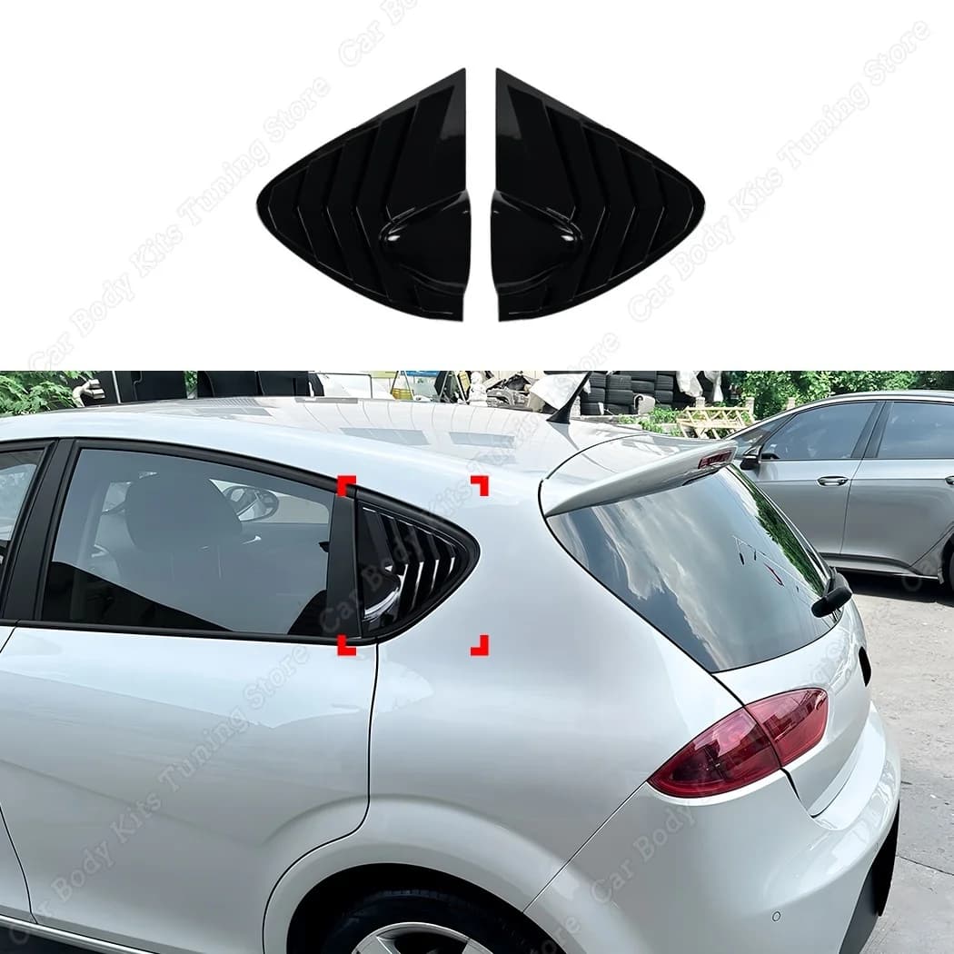 2PCS Rear Side Window Louver Shutter Cover For Seat Leon 1P MK2 2005 2006 2007 2008 2009 2010 2011 2012 Exterior Body Kit Tuning