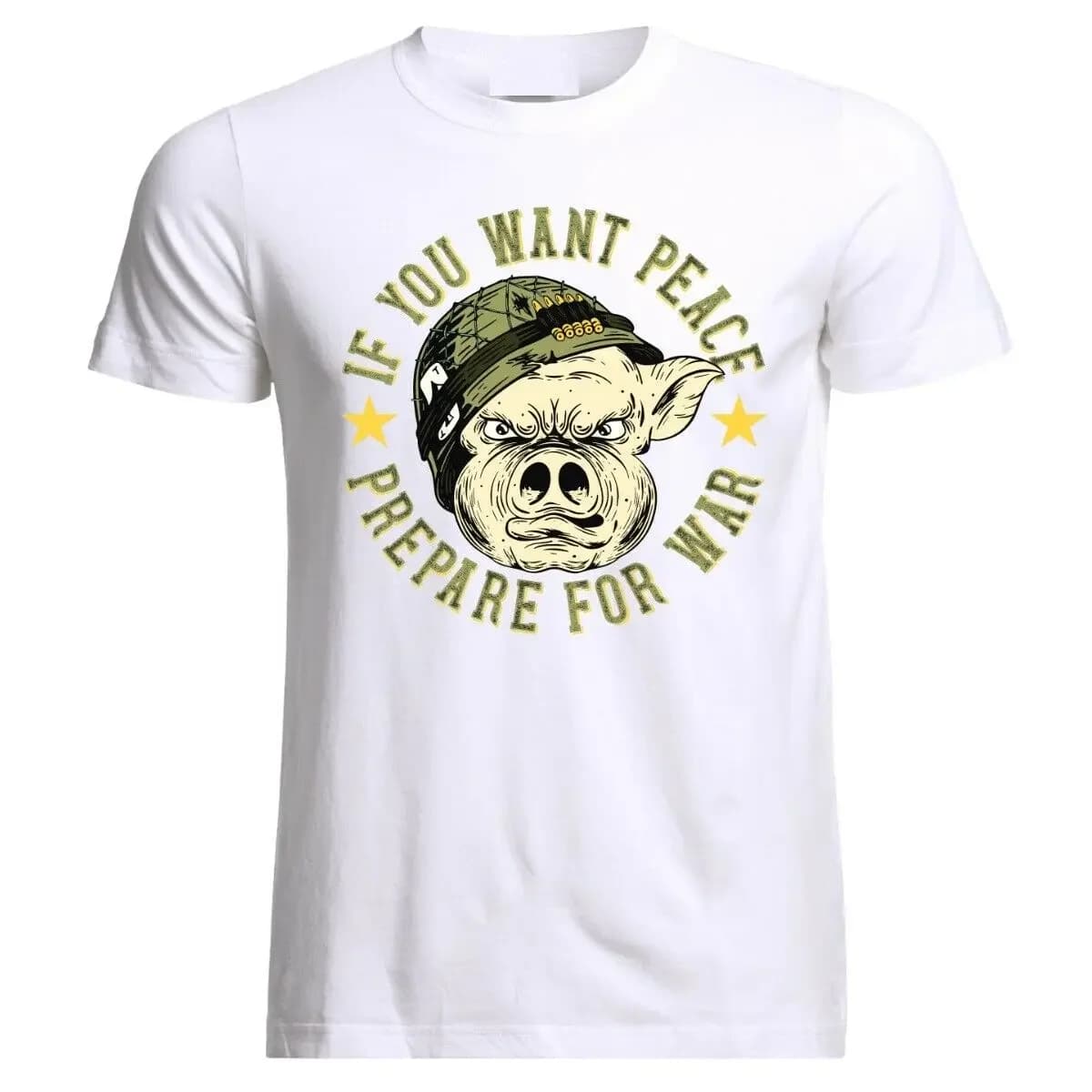 Military Pig Soldier Funny Army T-Shirt Men's 100% Cotton Casual T-shirts Loose Top New