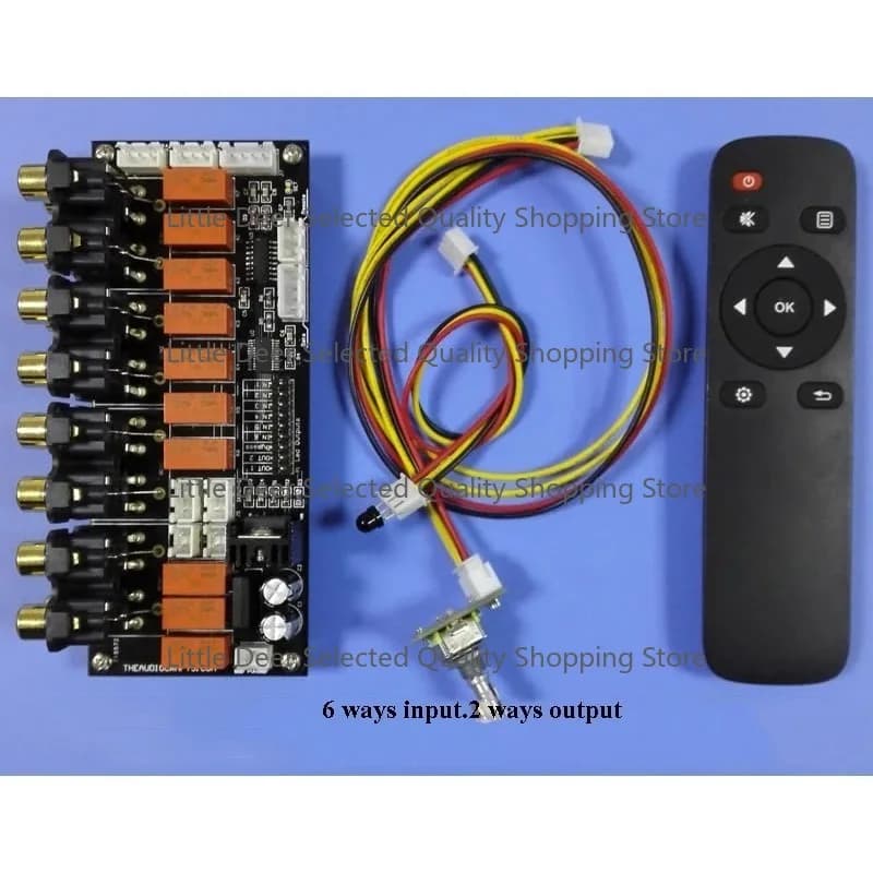 Remote control multi-function Audio sound source switching board 6-way input 2 way output Signal Selector  Encoder Board