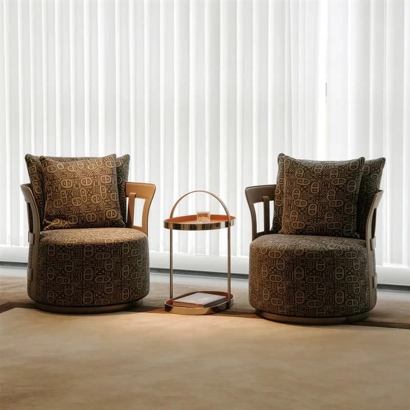 Modern decorative rotating armchair geometric jacquard fabric single seat