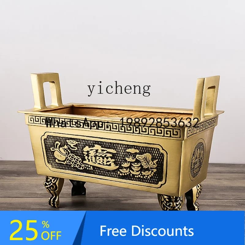 AA Brass Sifang Ding Extra Large Ornament Temple Indoor Opening  Company Floor-to-ceiling Aromatherapy Furnace
