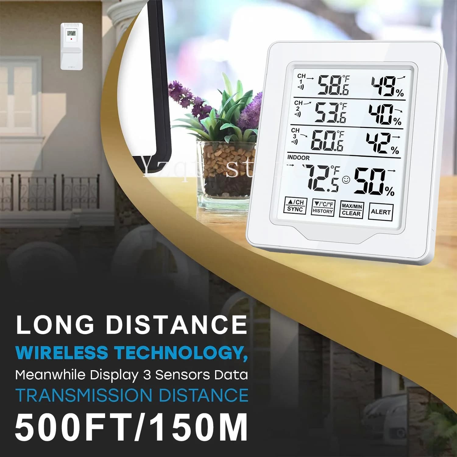 Cross-border multi-function one-to-three wireless indoor and outdoor digital large-screen touch alarm monitoring temperature
