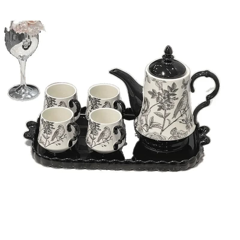 Medieval style ceramics housewarming new home cup teapot living room tea set high-end water cup household