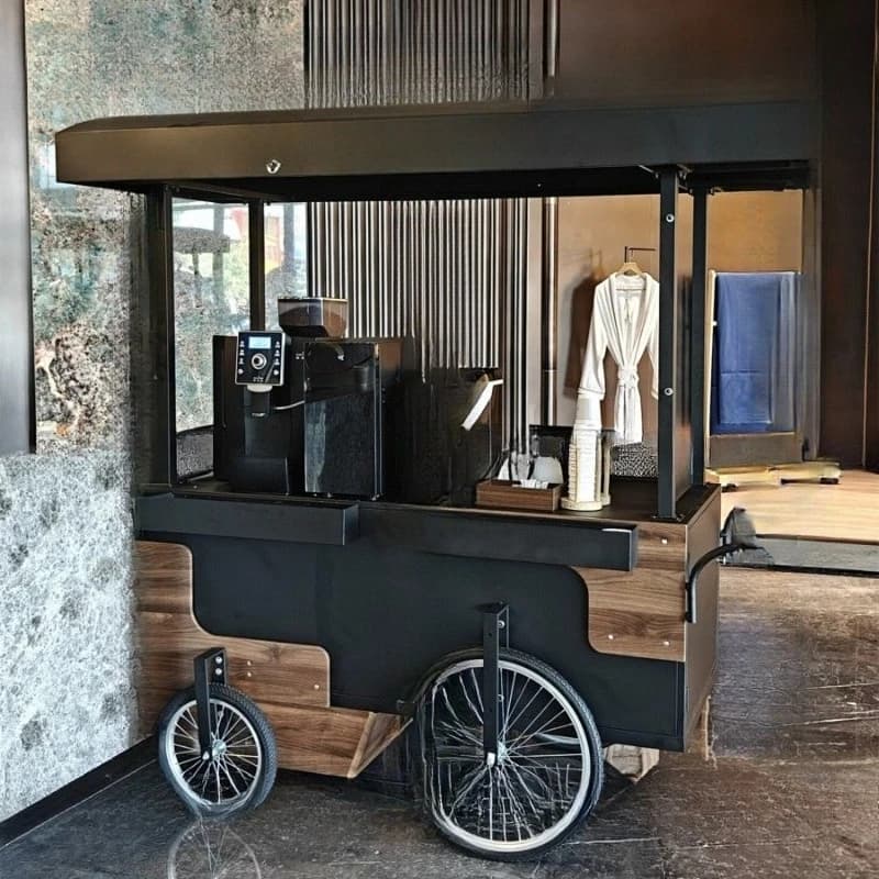 Multifunctional mobile coffee cart, trolley, commercial stall truck with wheels