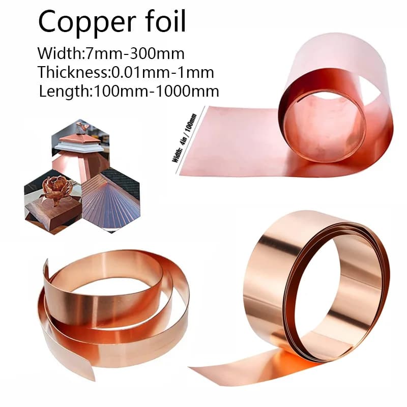 1pcs Thick 0.01-1mm X 7mm-300mm Wide Copper Plate Roll Length:100-1000mm Copper Foil Plate Cu Metal Sheet Foil