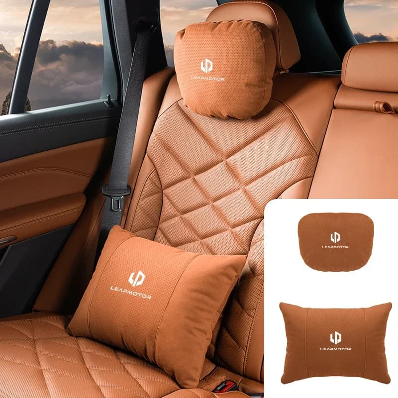 For Leapmotor T03 C10 C11 C01 C16 Car Seat Headrest Neck Pillow Lumbar Support Breathable Suede Cotton Waist Cushion Accessories