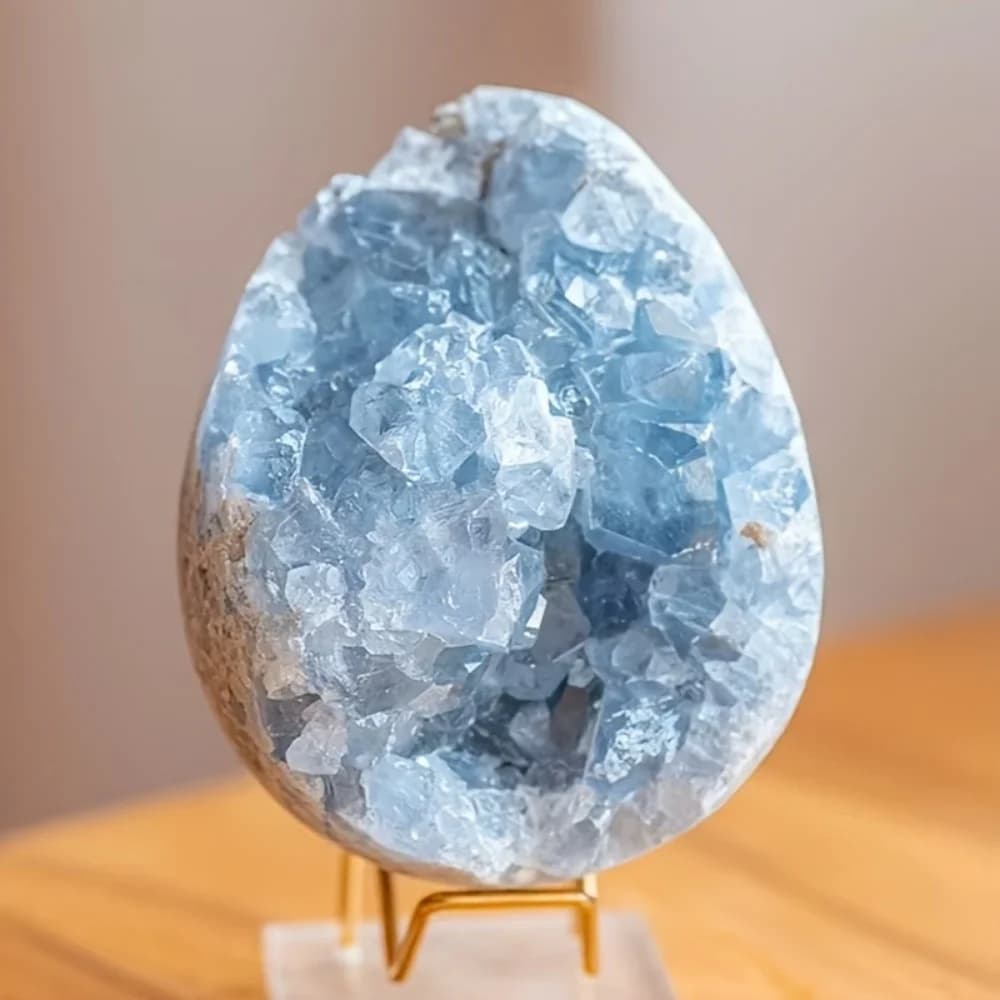 1pc Natural Celestite Crystal Egg Polished Crystal Specimen Meditation Decorative Eggs Yoga DIY Perfect Home Decoration Gift