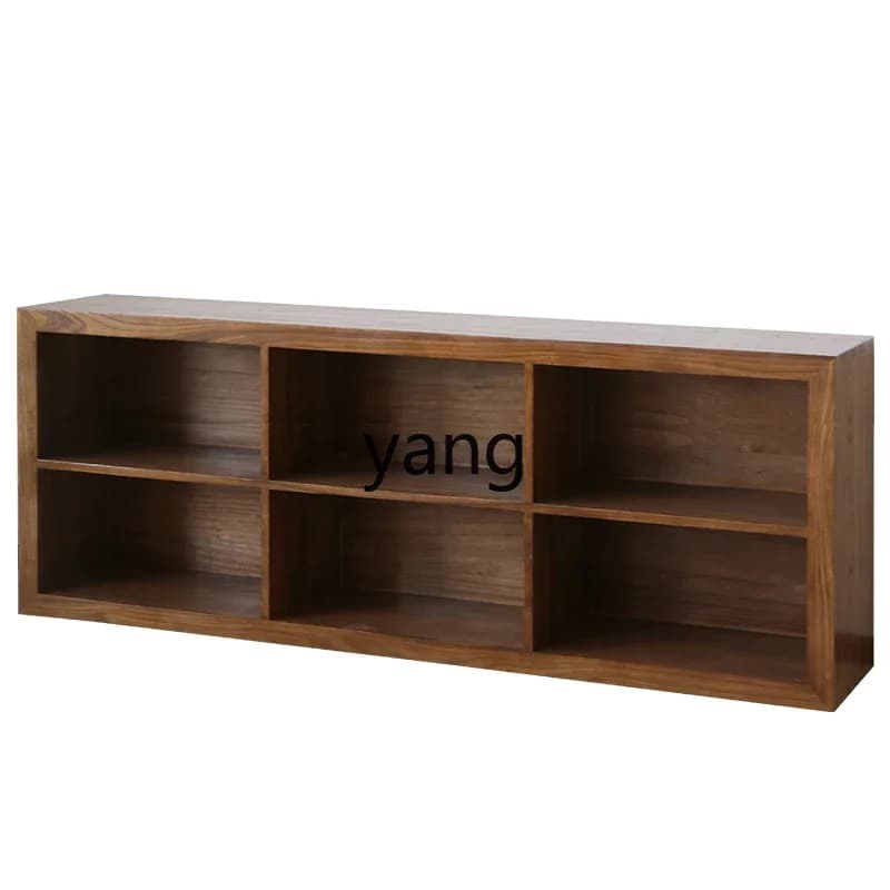 LTT  TV cabinet All solid wood floor low cabinet Shelf simple lattice cabinet
