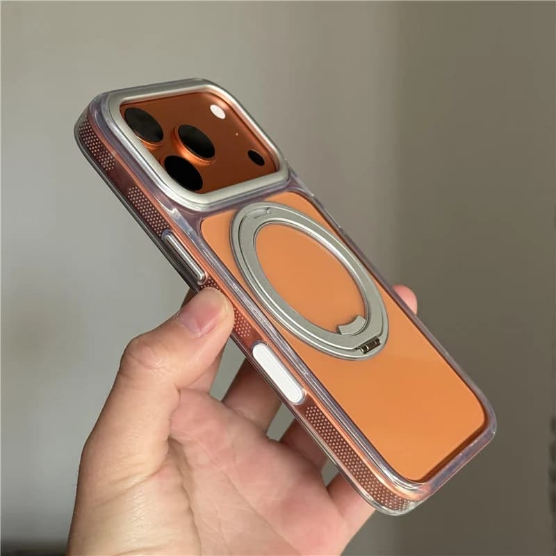 Original Clear Magnetic Rotating Pivot Bracket Case For iPhone 17 17Pro Max Touch Camera Button For Magsafe Phone Cover
