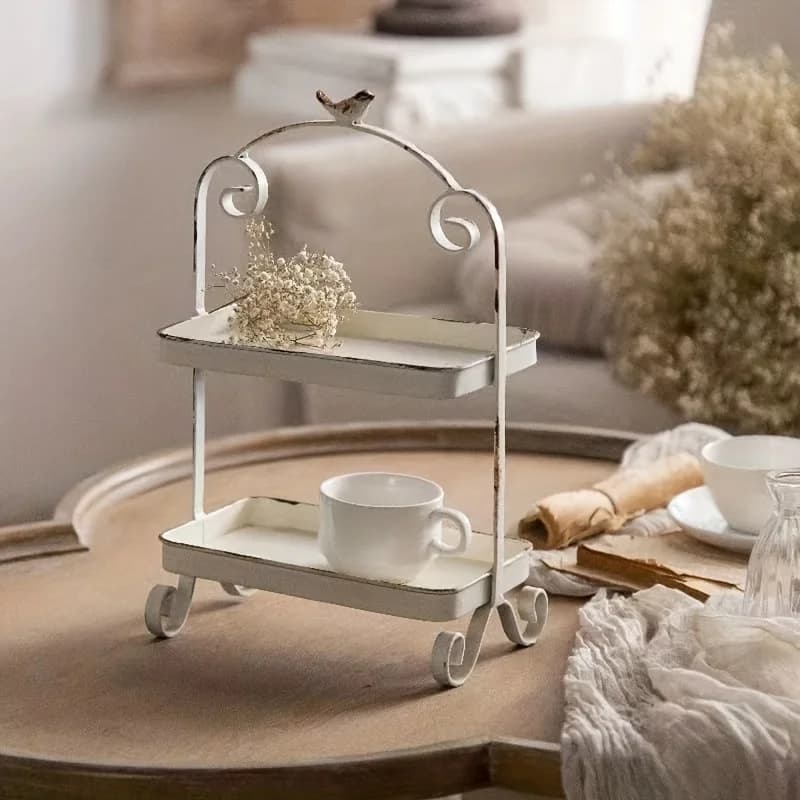 French Luxury Desktop Iron Fruit Tray For Making Old Ornaments And Decorations, Multi-Layer Storage Shelf