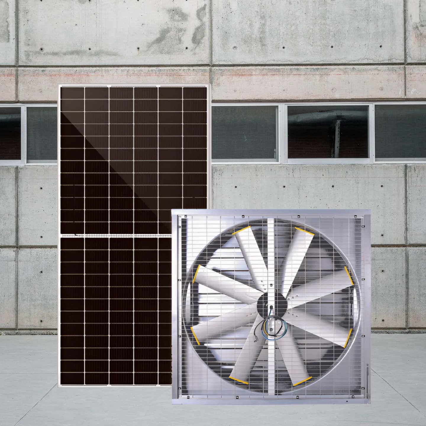 Industrial Poultry Farm Ventilation Fan Big Cooling Air Warehouse Poultry House Fan Solar Heat Wall Exhaust DC Electric Current