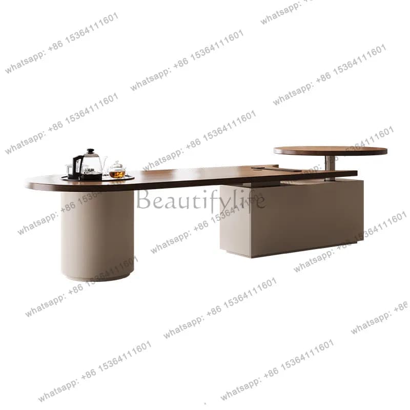 Modern simple solid wood oval lifting office conference table horizontal large board light luxury