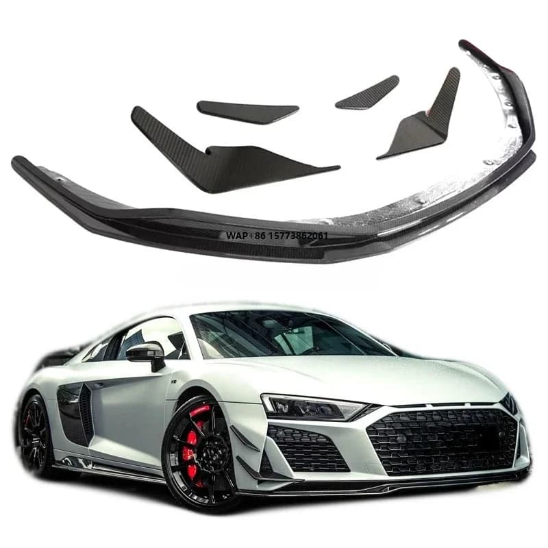 For  R8 Car Tuning Parts Prepreg Dry Carbon Fiber Front Bumper Lip Splitter Lower Canards Fins Body Kit for R8 V10 2023