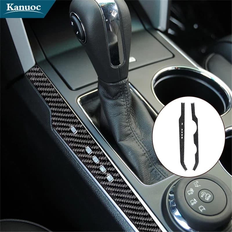 Carbon Fiber Gear Shift Panel Trim For Ford Explorer 2011-2014 Interior Center Console Decorative Sticker Cover Accessories