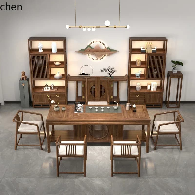 DSA Duobao Pavilion Tea Table Solid Wood Bogu Rack Combination Display Cabinet Tea Room Tea Table