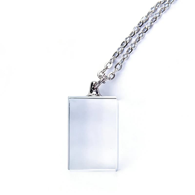 Transparent Blank K9 Rectangle Crystal Necklace for Laser Engraving LOGO Pattern Text Crystal Pendants XTool