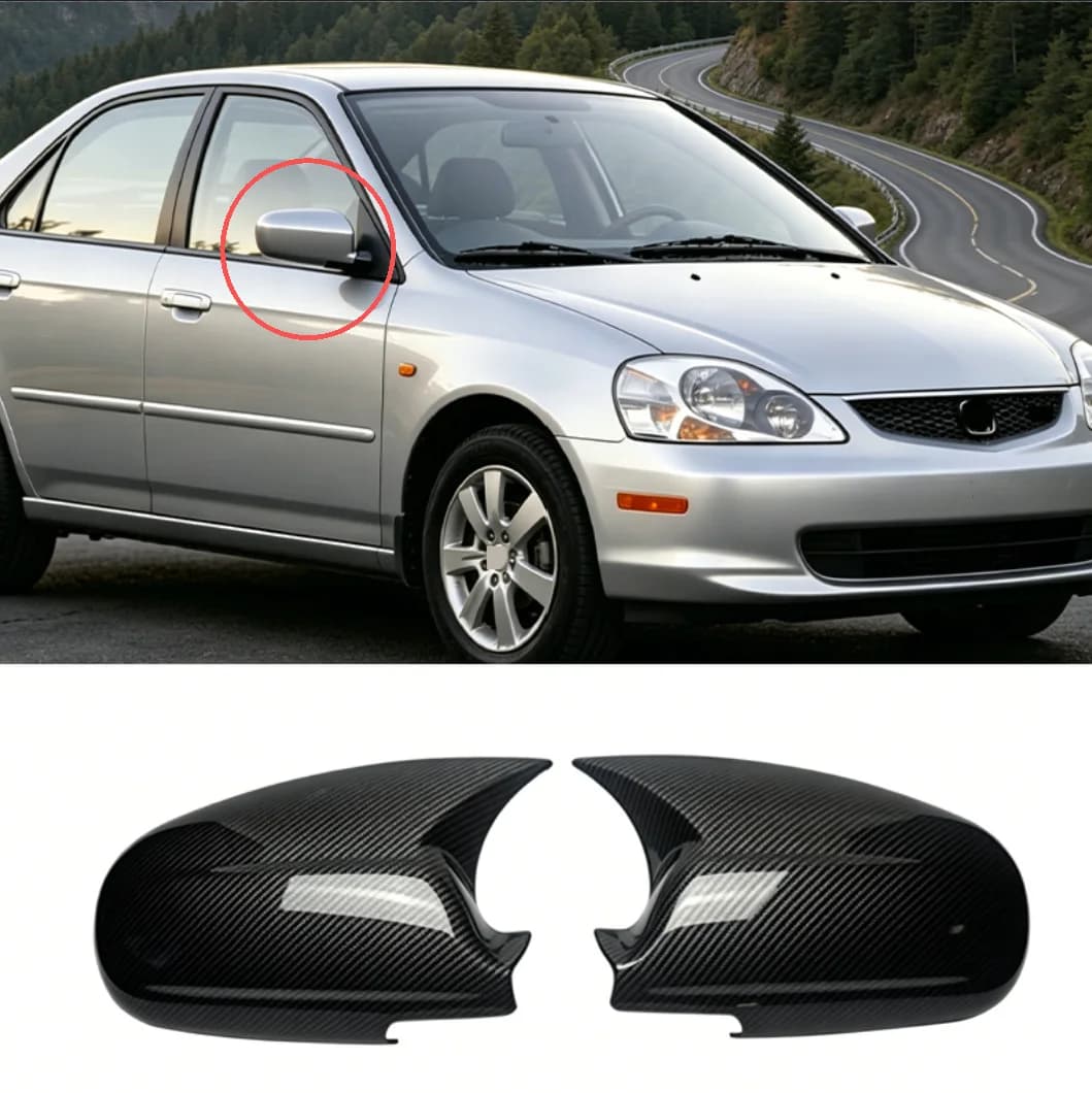 Suitable for 96-01 Honda Civic horn rearview mirror housing modified carbon fiber reversing mirror reflector