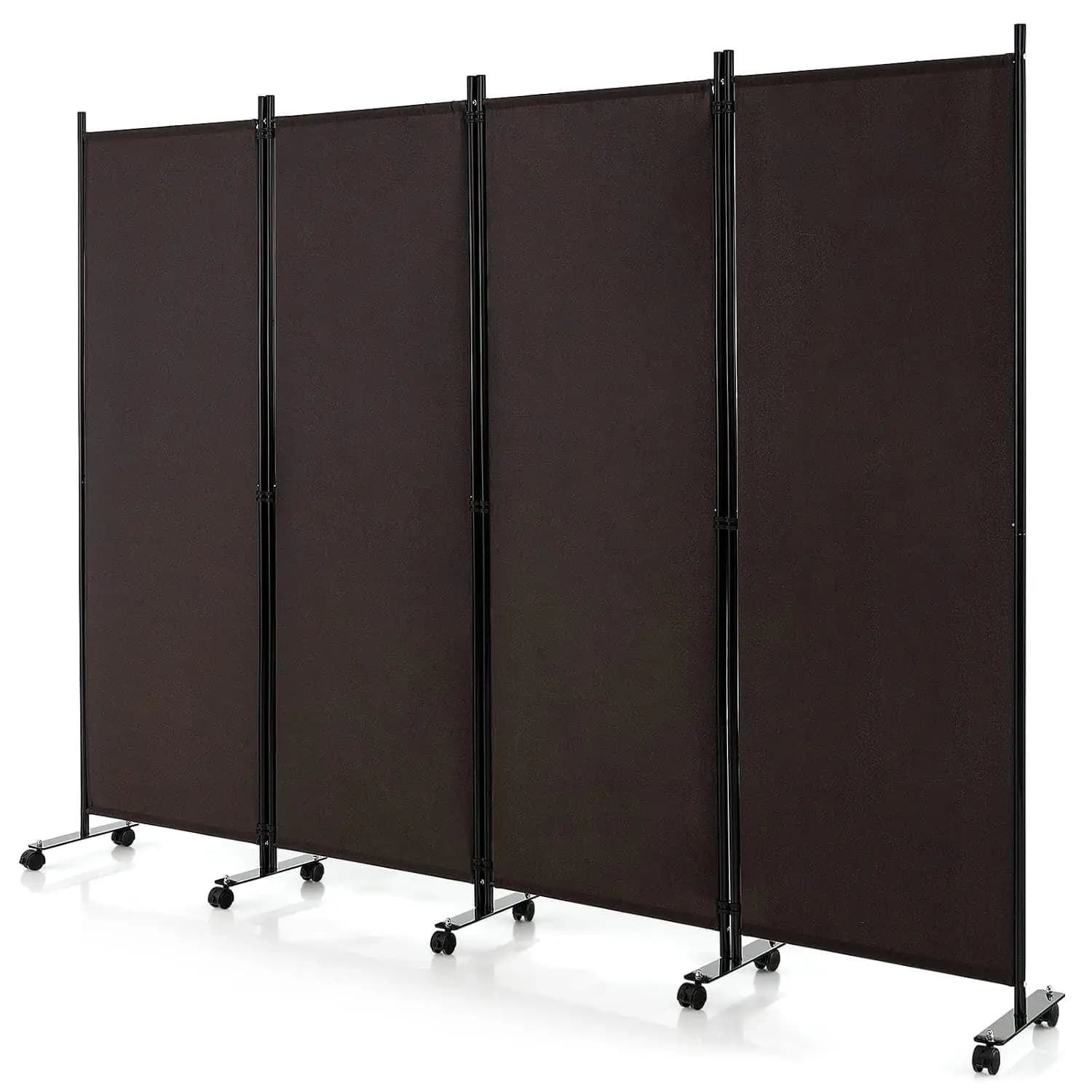 4 Panel Folding Room Divider, 6FT Rolling Privacy Screen with Lockable Wheels, Portable Room Partition Screen, Customized