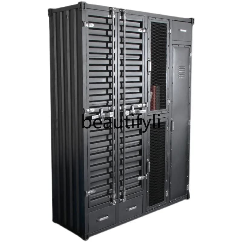 Industrial Style Iron Art Container Bedroom Dressing Storage Cabinet Wardrobe Hat Shoe Cabinet Storage Cabinet