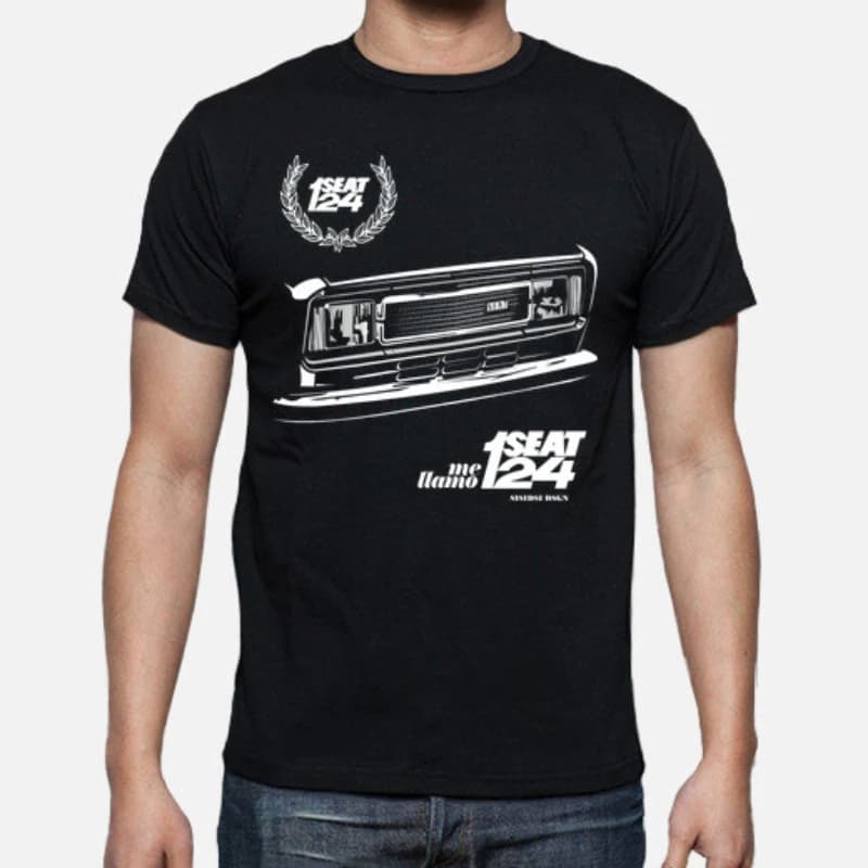 Vintage Classic Spain Car  124 FI Front Face T Shirt. New 100% Cotton Short Sleeve O-Neck T-shirt Casual Mens Top