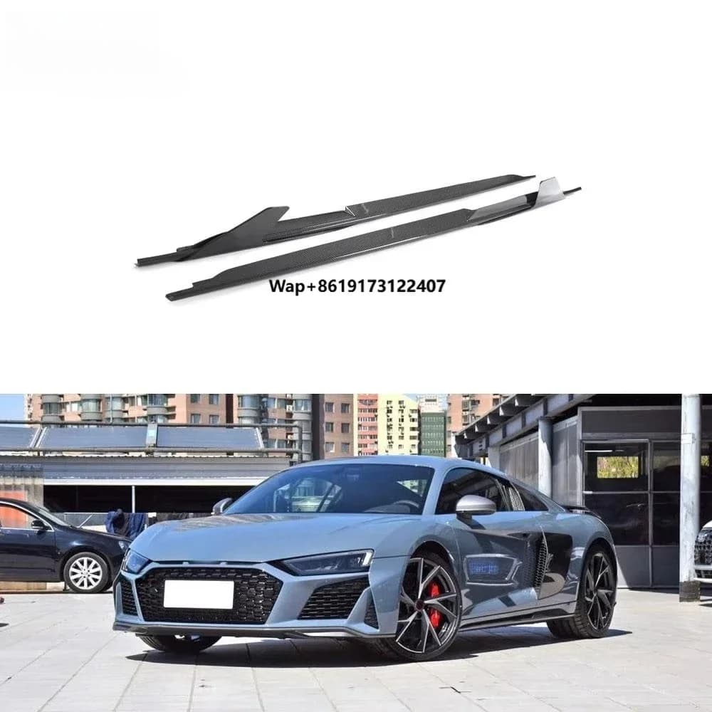 High Quality Prepreg Dry Carbon Fiber R8 Side Skirts Rocker Panels Extension Splitter For R8 V10 2023