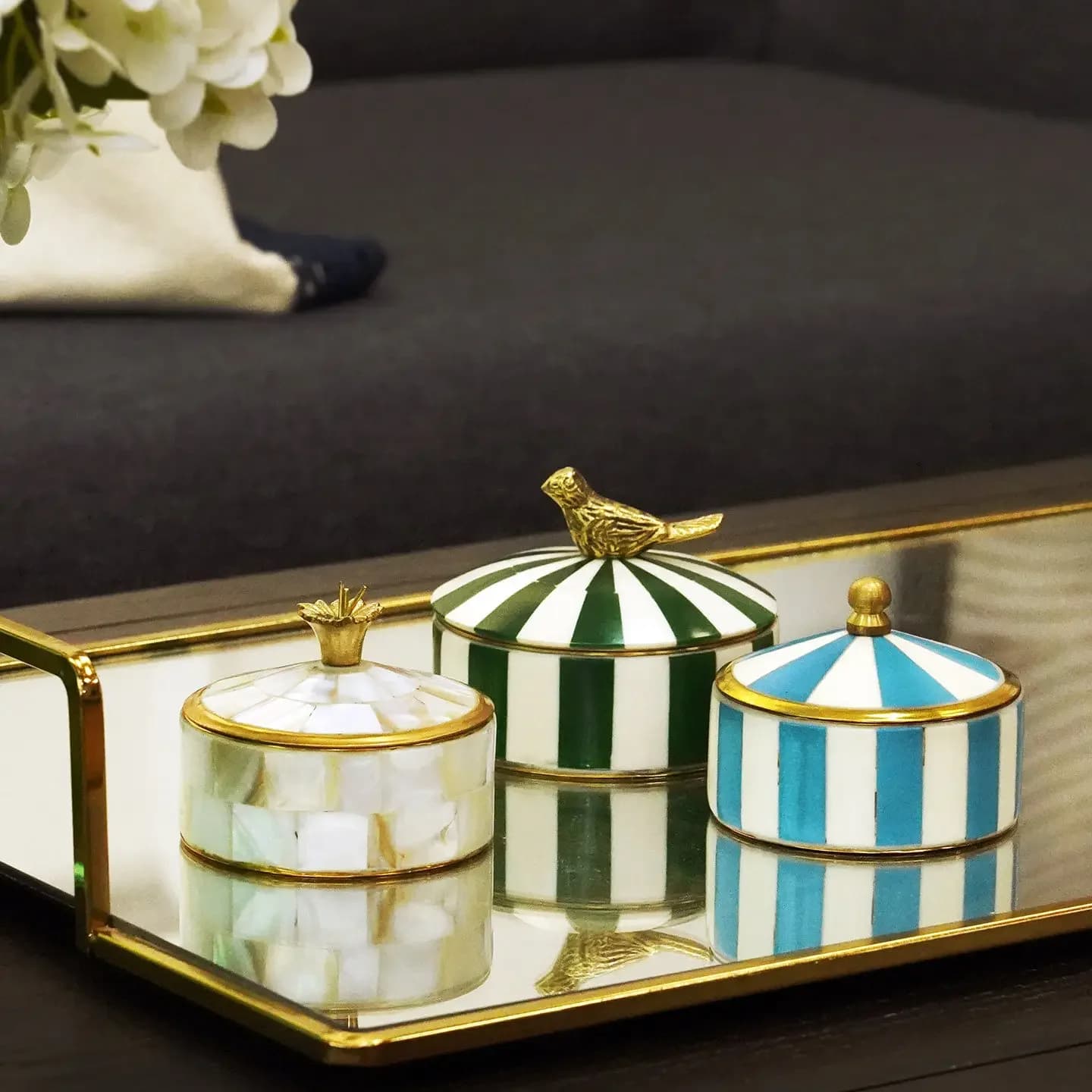 Creative Wooden Jewelry Storage Box with Artistic Brass Handle Modern Metal Bird Storage Jar Decorative Gift Jar Home Decoration