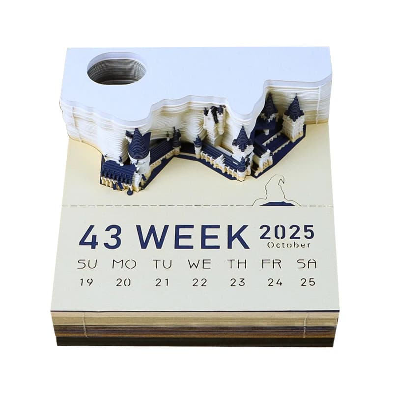 Omoshiroi Block 3D Notepad 2026 Calendar 3D Calendar Howarts Castle 3D Memo Pad Paper Notes Sticky Block Notes Christmas Gift