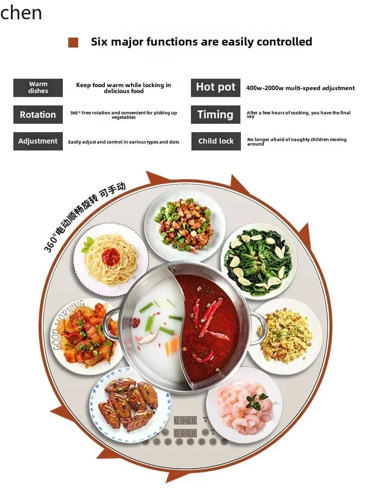 y8- retractable solid wood rock slab dining table simple built-in induction cooker vegetable warming turntable dining table