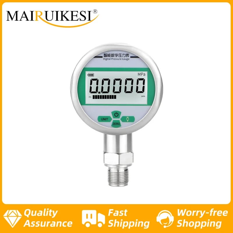 MAIRUIKESI High Quality Digital Pressure Gauges Manometer 80mm 0.5%FS 4-Digit Display 0-100MPa 5-Unit MPa,kPa,psi,bar,kg/cm2