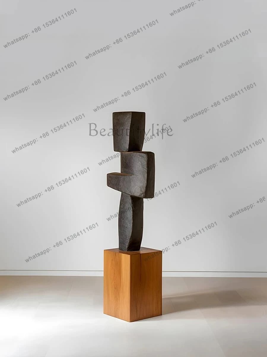 yj21 Wabi sand wind abstract wood carving floor-to-ceiling ornaments hotel entrance decoration solid wood art sculpture installa