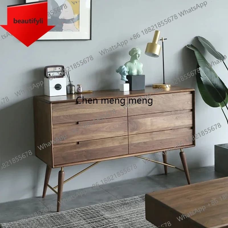 Q181 Nordic simple modern living room solid wood dining side cabinet Japanese light luxury TV six bucket locker lll