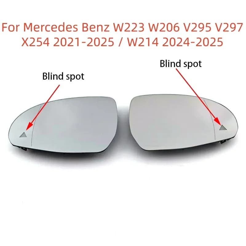 For Mercedes Benz W223 W206 V295 V297 X254 2021-2025 / W214 2024-2025 Car Led Warning Blind Spot Heated Mirror Glass New