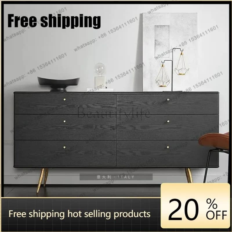 jj4 2026 personalized creative black oak chest high-end villa design, storage cabinet