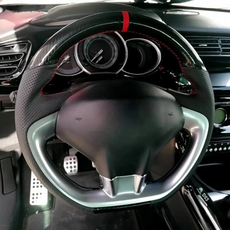 Custom Artificial Leather Braiding on The Car Steering Wheel Covers for Citroen DS3 2011 Auto Car-styling Interior Accesorios