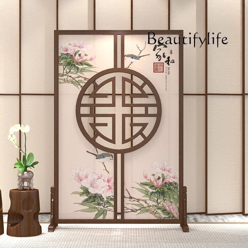 BJ Modern Screen Partition Living Room Light Luxury Simple Hollow Seat Screen Solid Wood Ash Wood Office Entrance