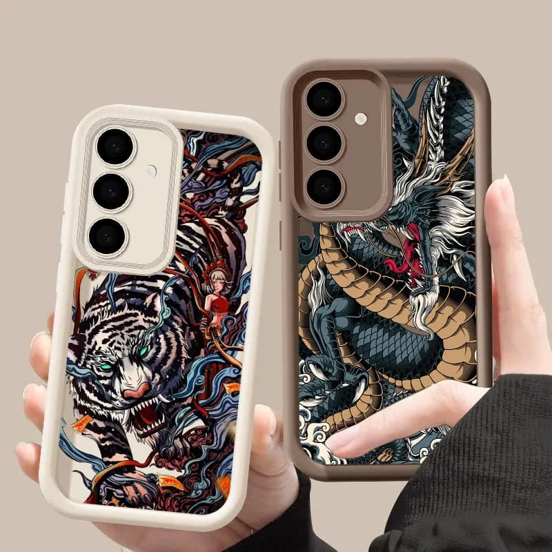 Fashion Tiger Dragon Phoenix Pattern S26 Ultra Case For Samsung Galaxy S26 S25 S24 S22 S23 Ultra S21 Plus S20 S25 FE Soft Cover
