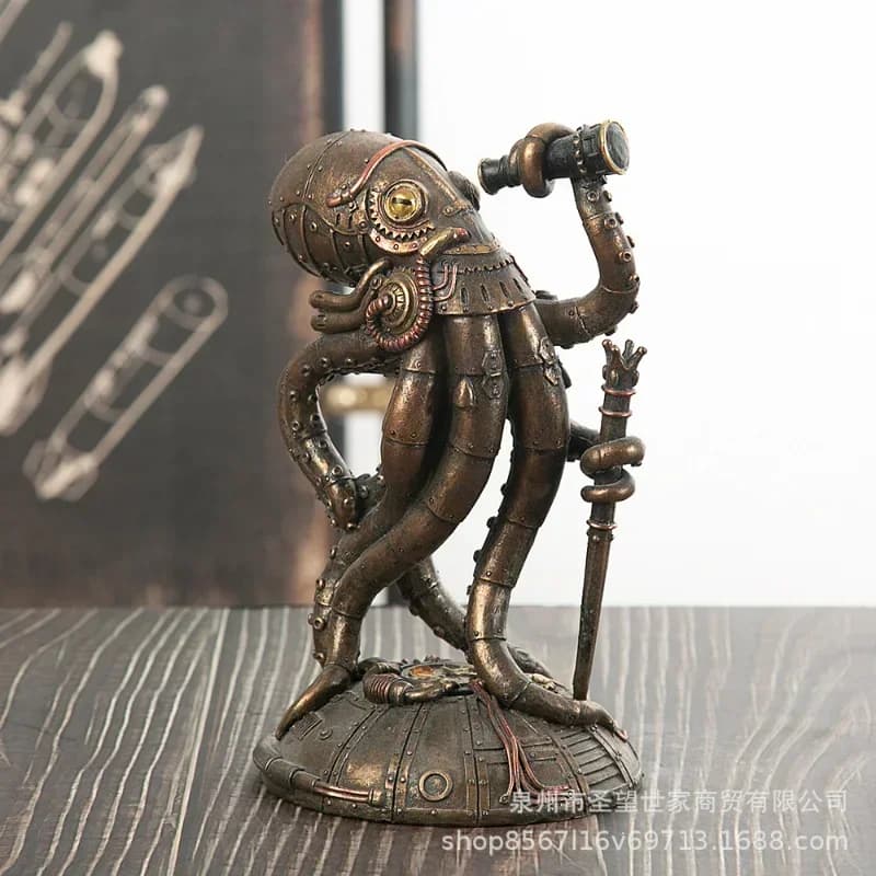 Resin Steampunk Cthulhu Figurine - Mechanical Octopus & Kraken Model, Unique Decor for Living Room, Creative Home Ornament