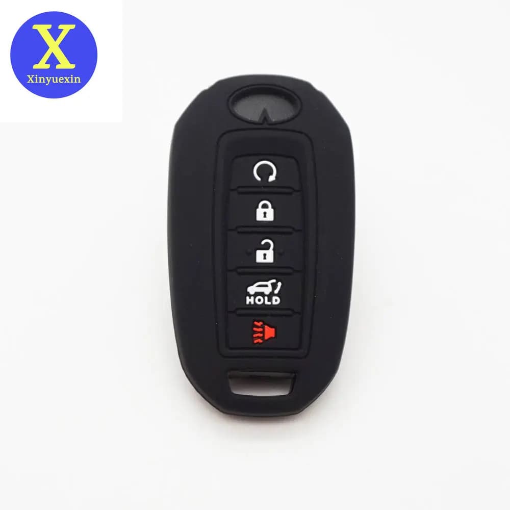Xinyuexin Silicone Car Key Cover for Infiniti Keyless Entry Remote Rubber Case Shell QX50 QX60 QX80 5 Button 2019 2020 2022 2023