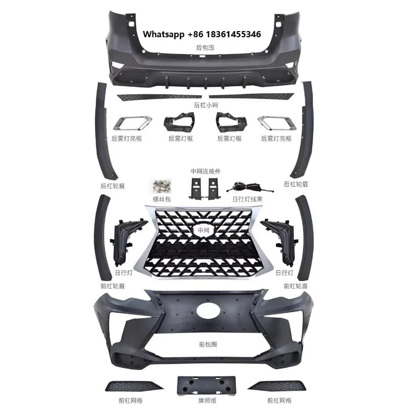 For Fortuner 2015-2020 modified Grille Lip Body kit Surround Car accessories Front Rear Bumper Assembly