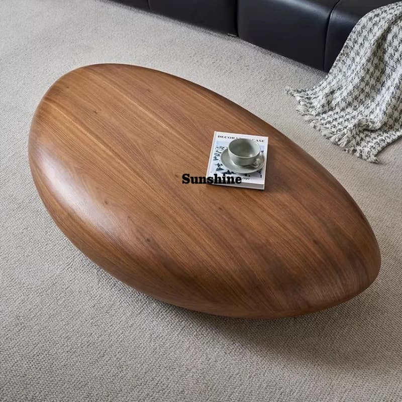 Solid wood round, coffee table living room household small apartment modern simple light luxury