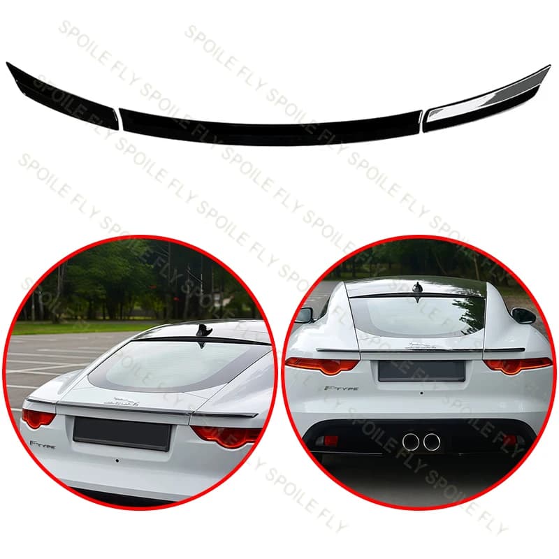 For Jaguar F-Type Coupe 2-Door 2013-2024 High Quality ABS 3/Pcs Car Rear Spoiler Wing Body Kit Glossy Black