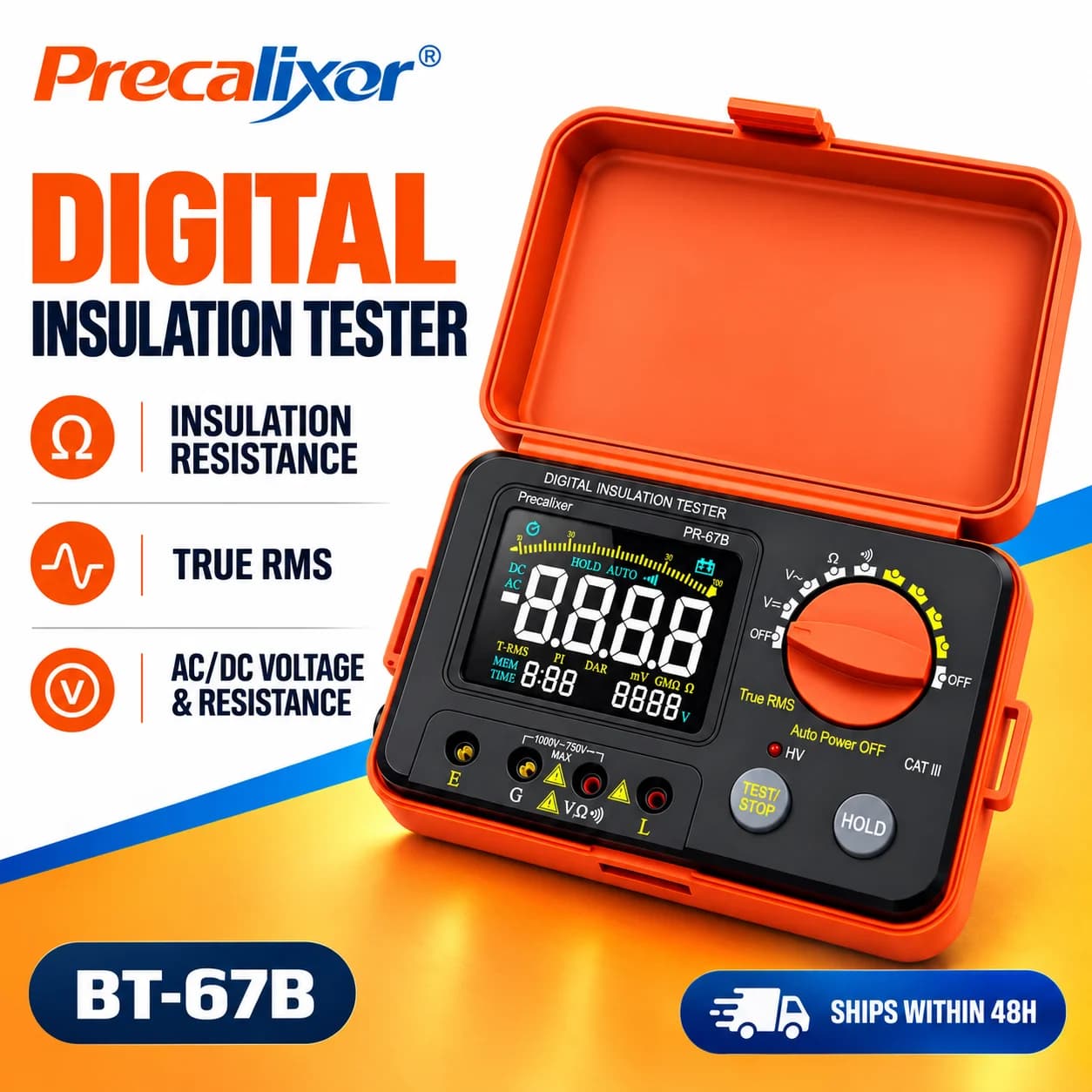 Digital Insulation Resistance Tester 500V-2500V Megohmmeter 4000 Counts AC/DC Voltage Resistance Continuity Meter